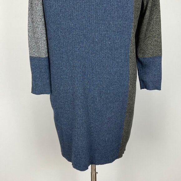 Nic Zoe Womens Long Sleeve Mock Neck Sweater Dress Colorblock Blue Gray size L - Picture 9 of 13